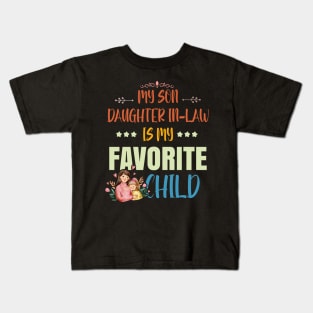 My Daughter In Law Is My Favorite Child Retro Fathers Day Kids T-Shirt